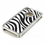 Wholesale iPhone 4 4S Zebra Diamond Chrome Case (White)